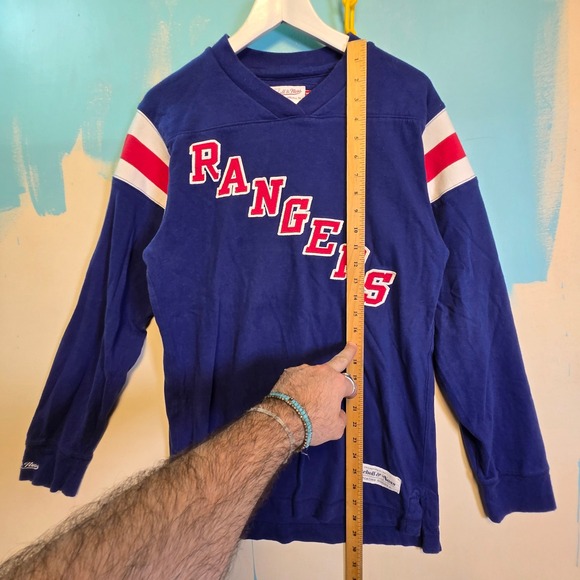 Mitchell & Ness New York Rangers Hockey Jersey Shirt Blue Long Sleeve Size M - Picture 2 of 5